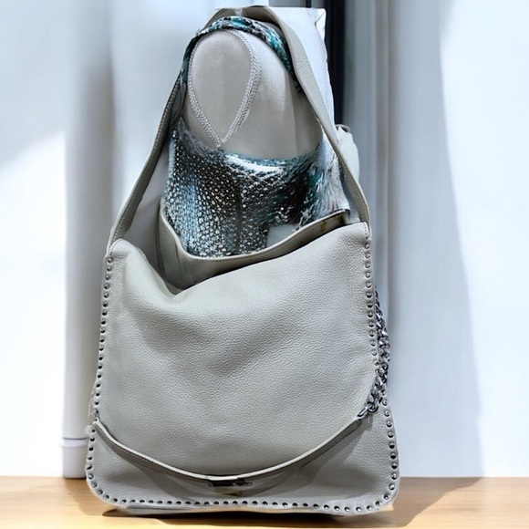 Michael Kors Handbags - MICHAEL KORS ASTOR Studded Cement Gray Leather Hobo Messenger Shoulder Bag